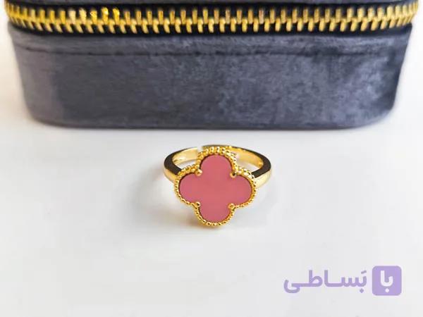 انگشتر ونکلیف صورتی رنگ ثابت کد 10879 — تصویر 1