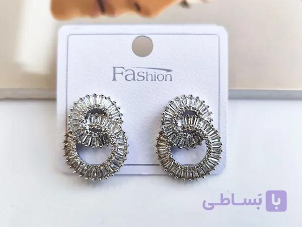 گوشواره مجلسی تنیسی نگین دار کد 1073۱ — تصویر 1