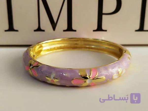 دستبند بنگل میناکاری طرح گل گد 10346 — تصویر 1