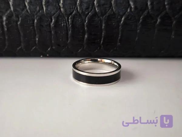 رینگ مشکی سیلور مردانه ساده کد 10527 — تصویر 1