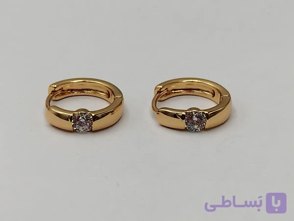 گوشواره حلقه ای تک نگین ژوپینگ — تصویر 1