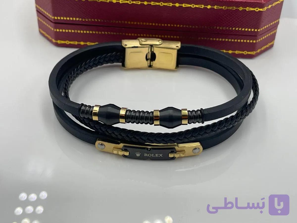 دستبند چرم سه لاین رولکس — تصویر 1