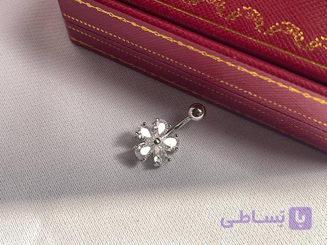 پیرسینگ ناف طرح گل نگین اشکی — تصویر 1