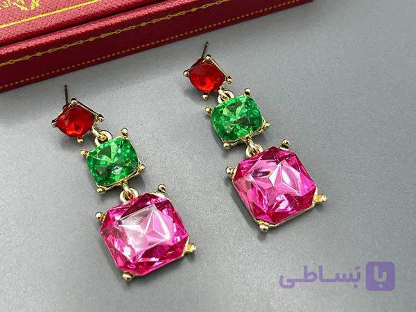 گوشواره کریستال رنگی خاص — تصویر 1