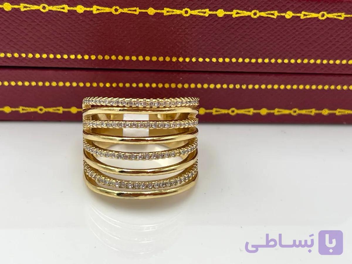 انگشتر مجلسی نگین کاری 18k — تصویر 1
