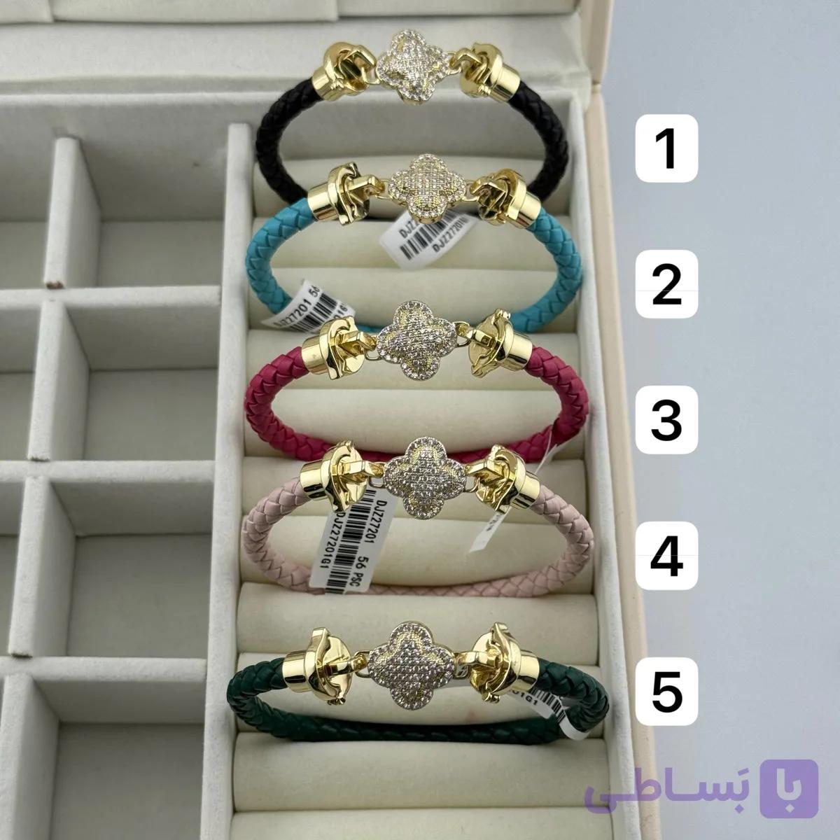دستبند لوکس چرم ونکلیف در پنج رنگ — تصویر 1
