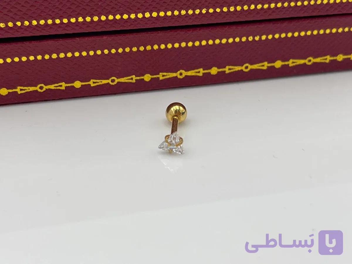 پیرسینگ گوش مشکی مدل مثلث نگین