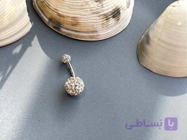 پیرسینگ ناف توپی نگینی — تصویر 1