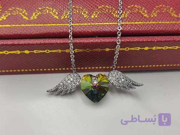 گردنبند بال فرشته آویز قلب — تصویر 1
