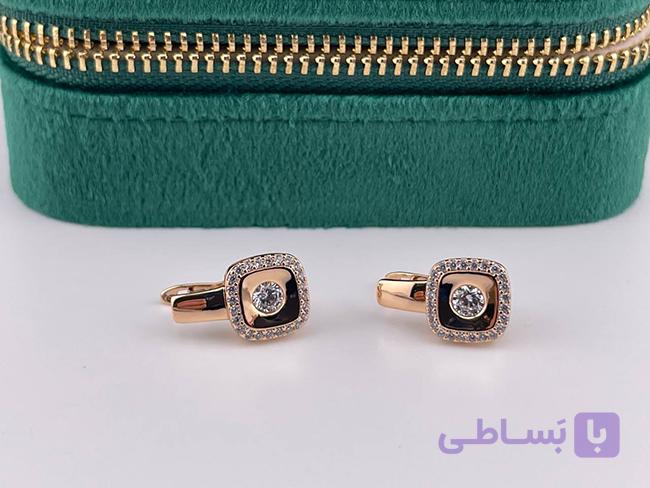 گوشواره مربعی دور نگین — تصویر 1