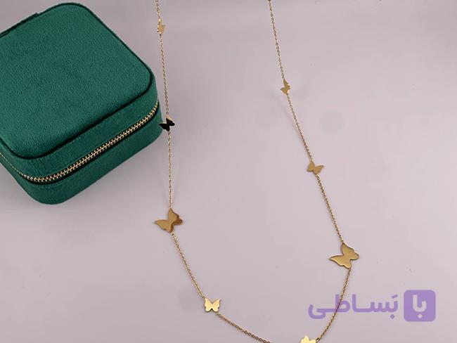 گردنبند پروانه ای بلند طلایی — تصویر 1