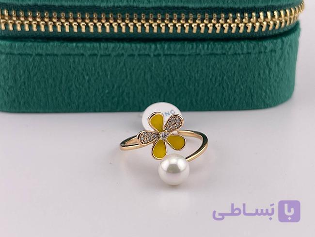 انگشتر طرح گل و مروارید — تصویر 1