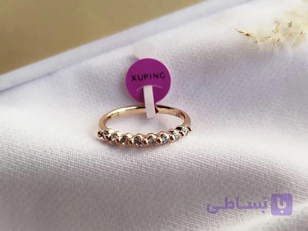 انگشتر نقره‌ای ژوپینگ ظریف نگین‌کاری شده — تصویر 1