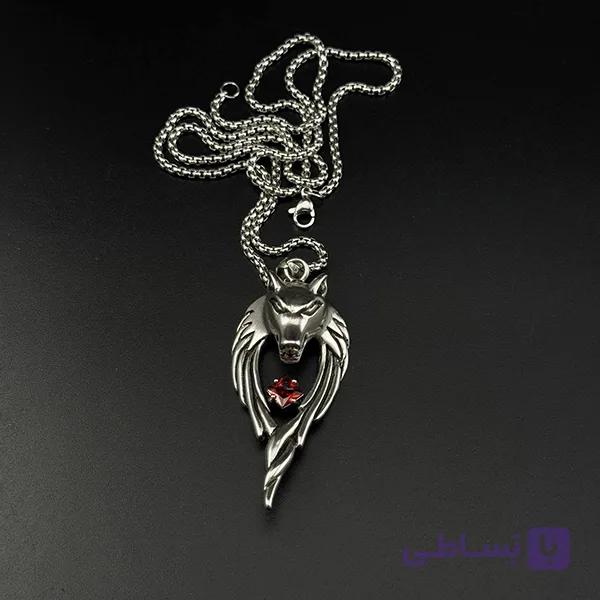 گردنبند طرح گرگ نگین دار — تصویر 1