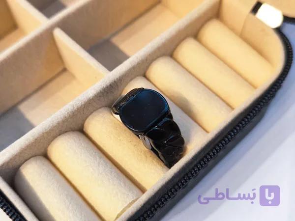 انگشتر مردانه شیک استیل سنگ مشکی — تصویر 1