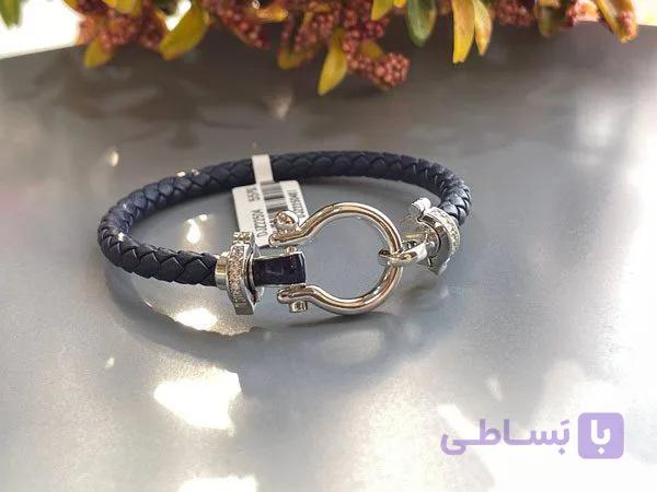 دستبند امگا چرم سرمه ای — تصویر 1