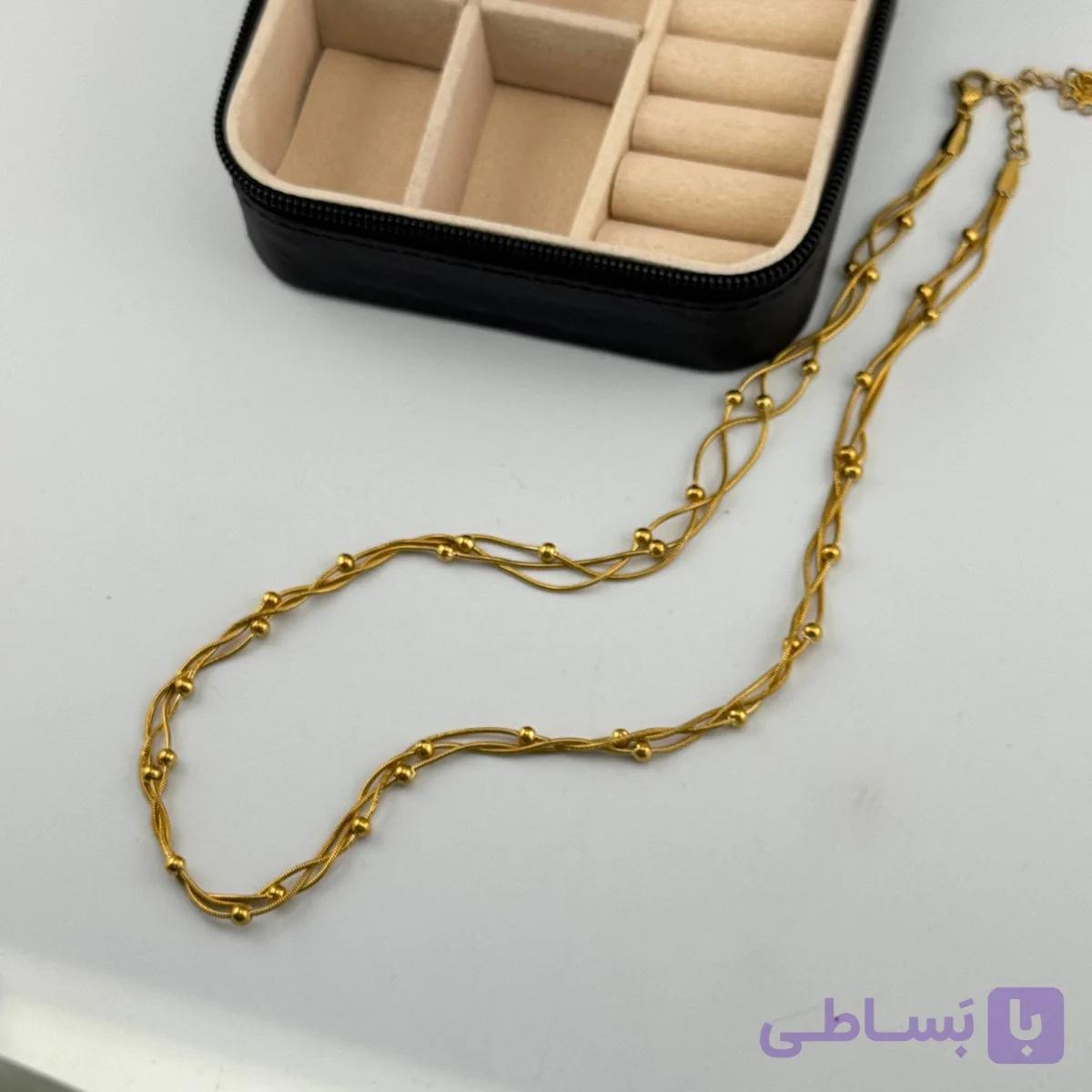 گردنبند دو رشته ای طلایی ظریف — تصویر 1