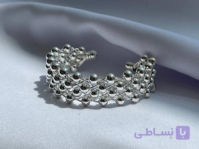 دستبند پهن طرح گوی صیقلی — تصویر 1