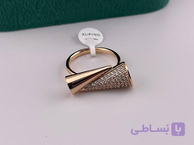 انگشتر مجلسی نگین کاری شده طرح مخروط — تصویر 1