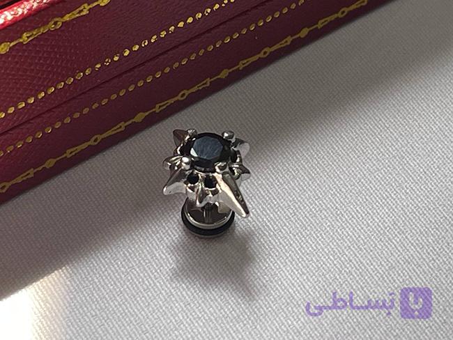 پیرسینگ گوش خاص با تک نگین مشکی — تصویر 1