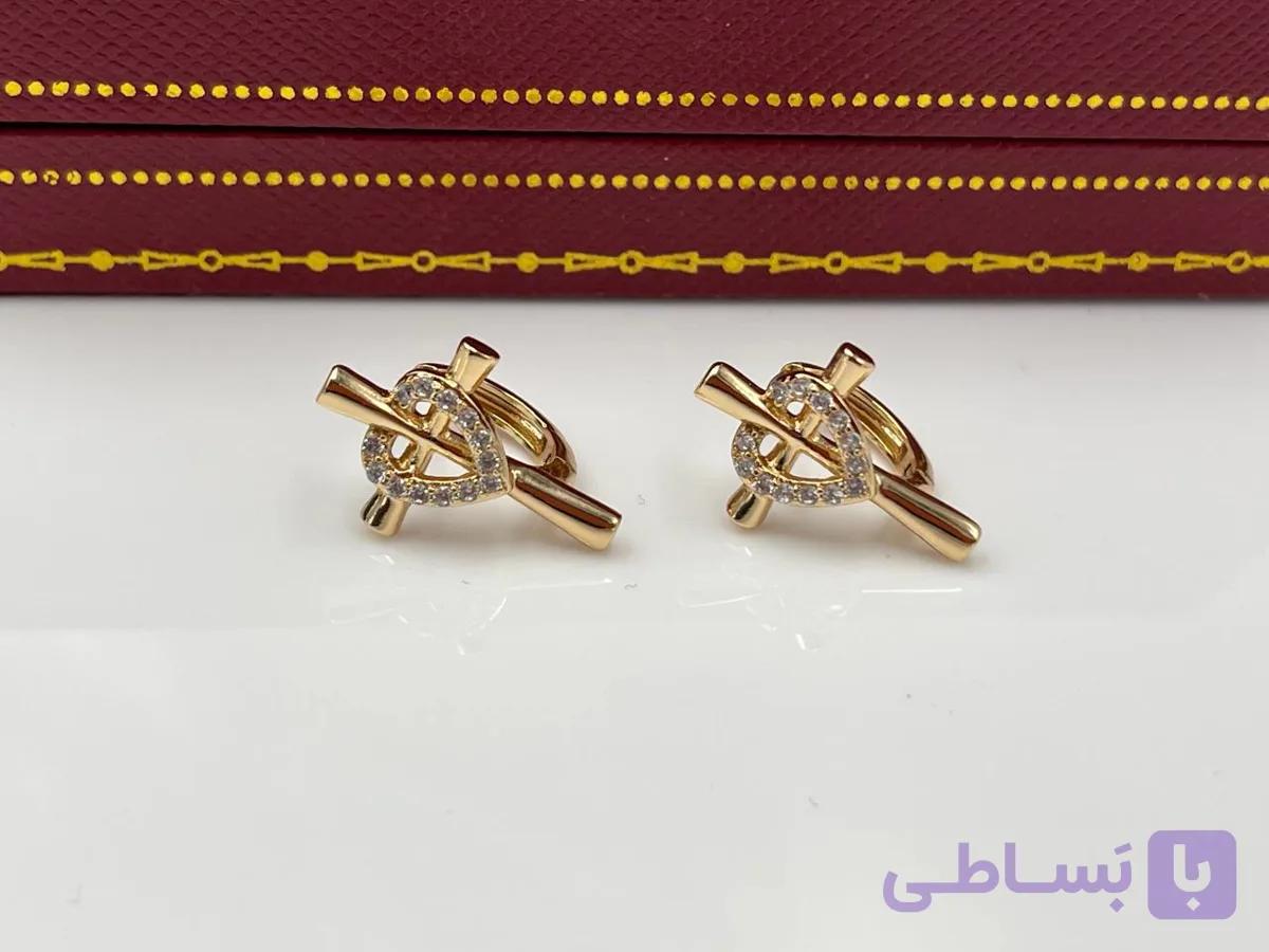 گوشواره ژوپینگ حلقه ای طرح گل — تصویر 1