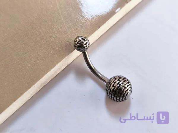 پیرسینگ ناف دو سر استیل سیاه قلم — تصویر 1