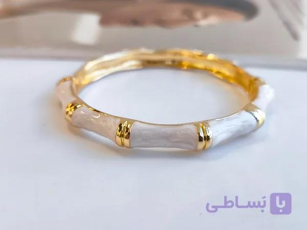 دستبند میناکاری سفید ترند کد 10365 — تصویر 1