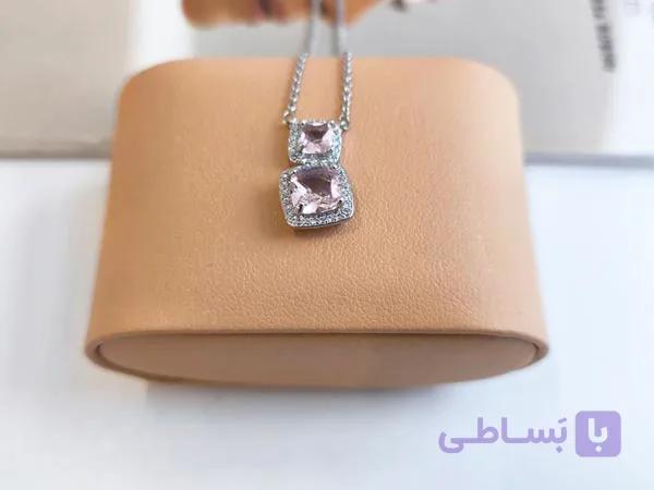 گردنبند نگین صورتی دخترانه شیک کد 11023 — تصویر 1