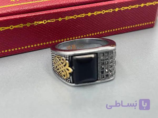 انگشتر مردانه طرح سنگ عقیق — تصویر 1