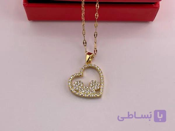 گردنبند قلب زنانه فول نگین — تصویر 1