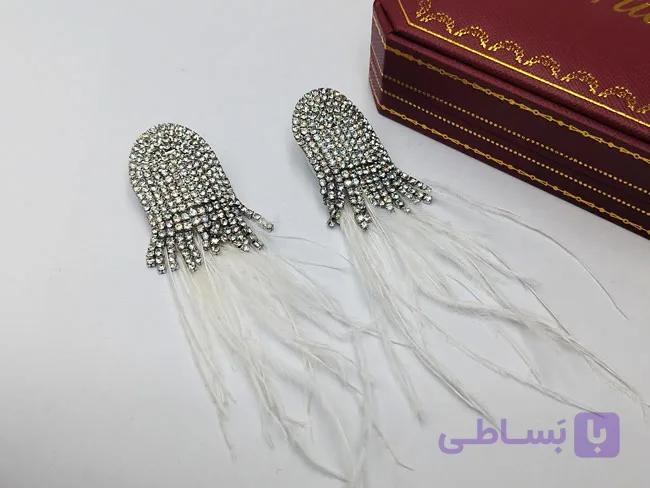 گوشواره نخی و نگین سفید کد Gh28 — تصویر 1