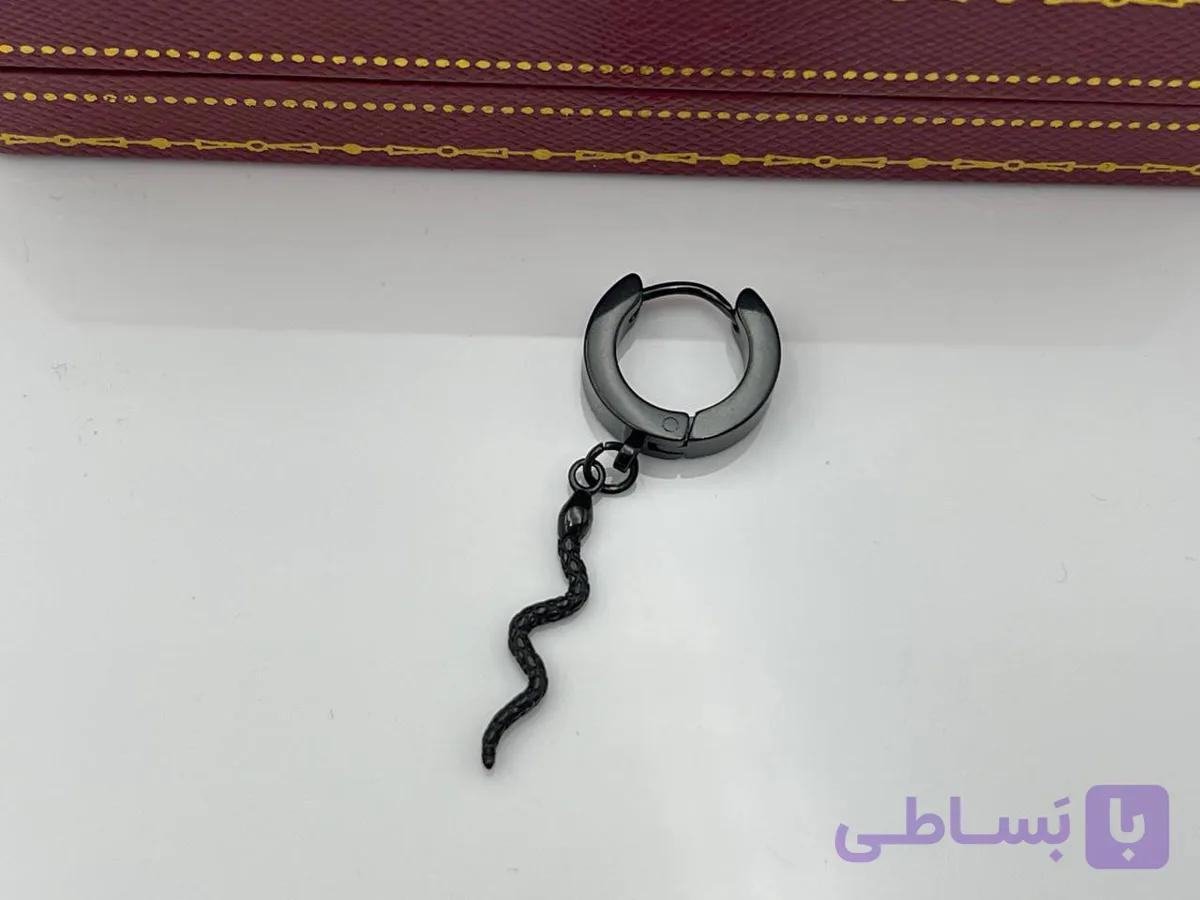 پیرسینگ گوش آویز مار مشکی