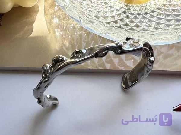دستبند بنگل گنگ نقره ای مردانه — تصویر 1