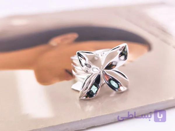 انگشتر مینیمال گل نقره ای رنگ ثابت کد 11048 — تصویر 1