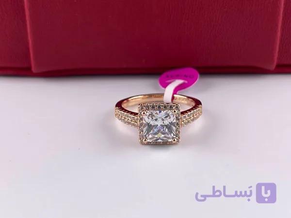 انگشتر ژوپینگ نگین مربع طرح جواهر — تصویر 1