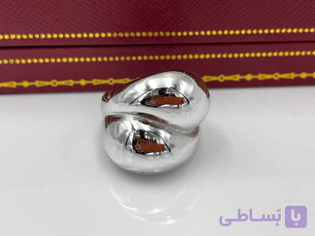 انگشتر پرتفینو پهن نقره ای
