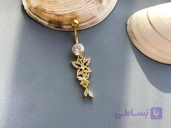 پیرسینگ ناف طرح پروانه طلایی — تصویر 1