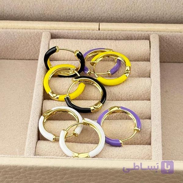 گوشواره حلقه‌ای میناکاری — تصویر 1