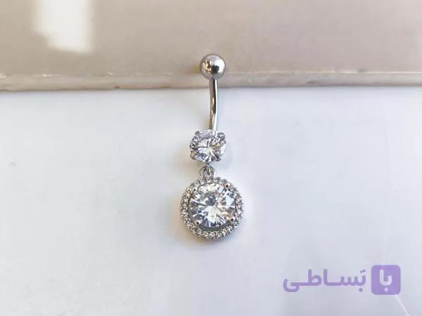 پیرسینگ آویز دایره ای نقره ای ناف کد 10920 — تصویر 1