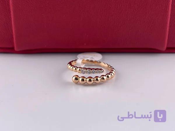 انگشتر توپی فری سایز ژوپینگ طلایی — تصویر 1