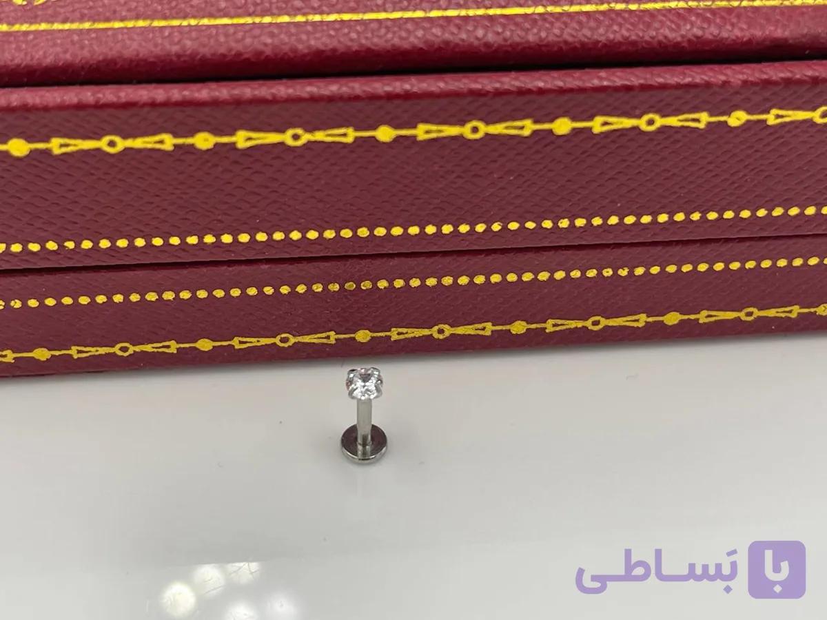 پیرسینگ زیر لب نگین نقره ای — تصویر 1