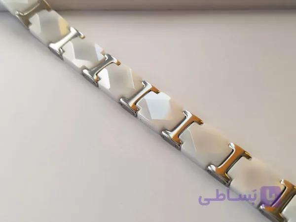 دستبند سنگ تنگستن سفید مردانه — تصویر 1