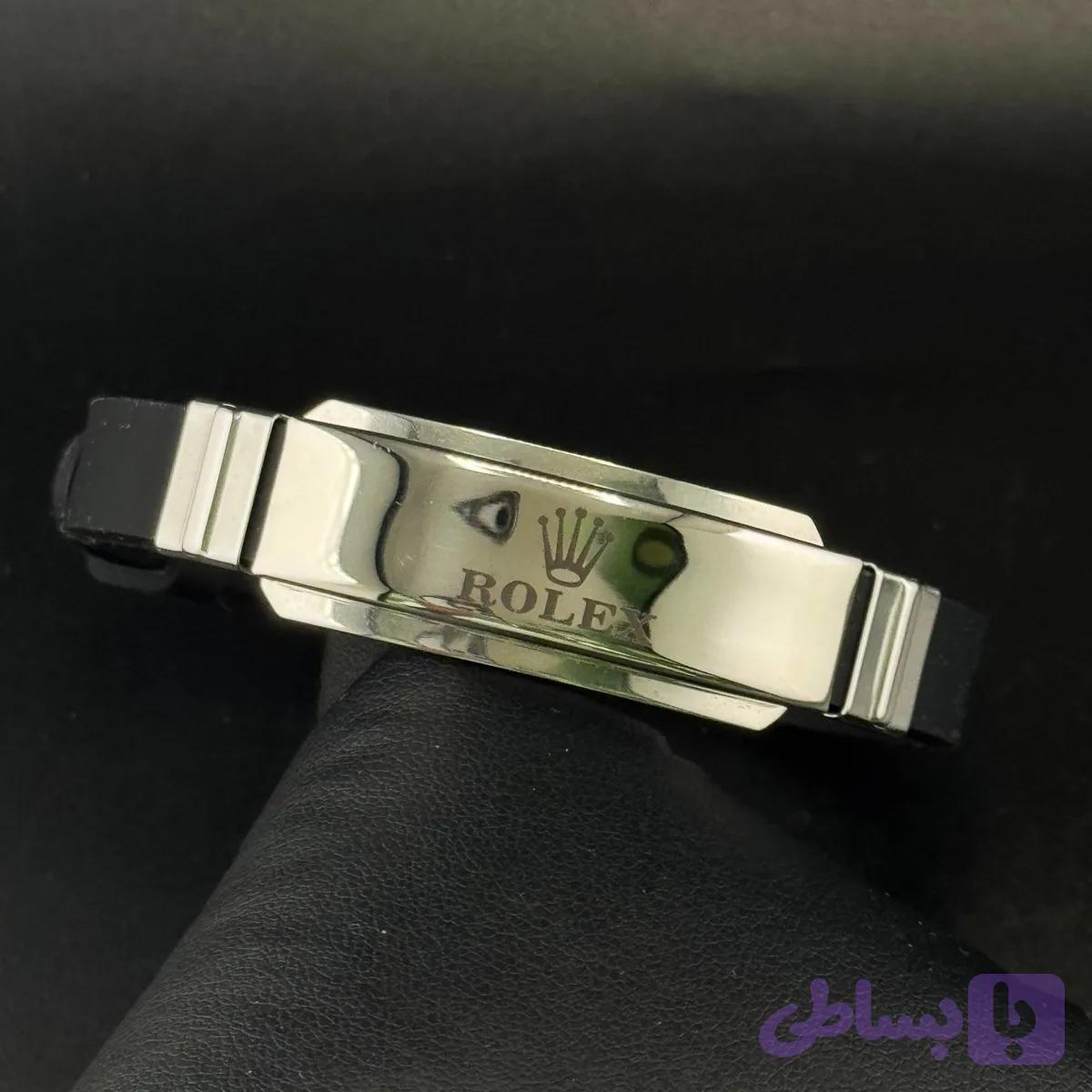 دستبند مردانه چرم سیلیکونی رولکس — تصویر 1