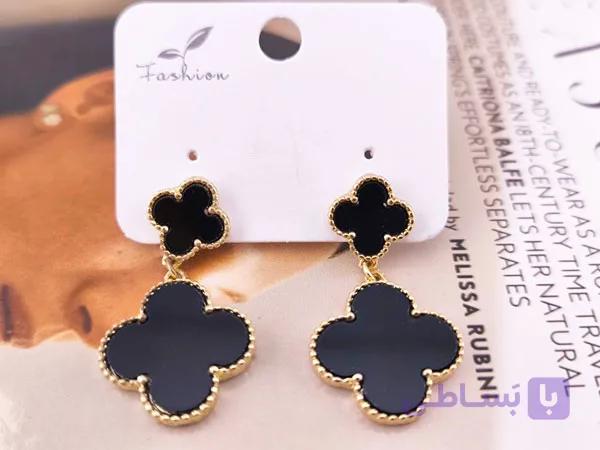 گوشواره ونکلیف مشکی دخترانه خاص کد 11200 — تصویر 1