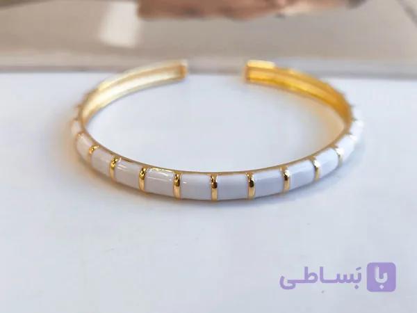 بنگل مینا کاری سفید مینا کاری کد 10353 — تصویر 1