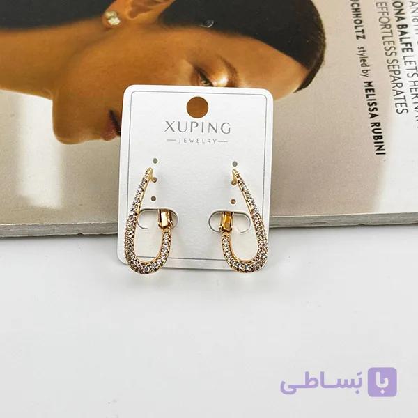 گوشواره قلابی بلند نگینکاریشده اشکی ژوپینگ