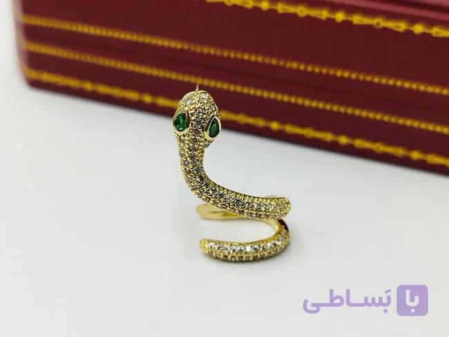 گوشواره ایرکاف طرح مار نگین دار کد goc4 — تصویر 1