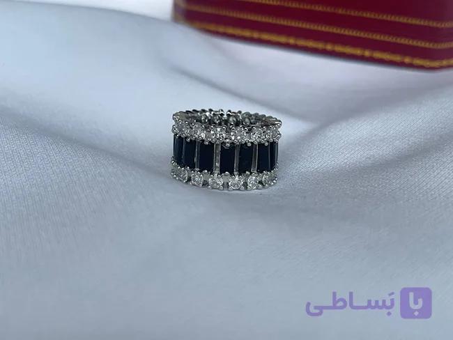 انگشتر طرح جواهر مشکی استیل — تصویر 1