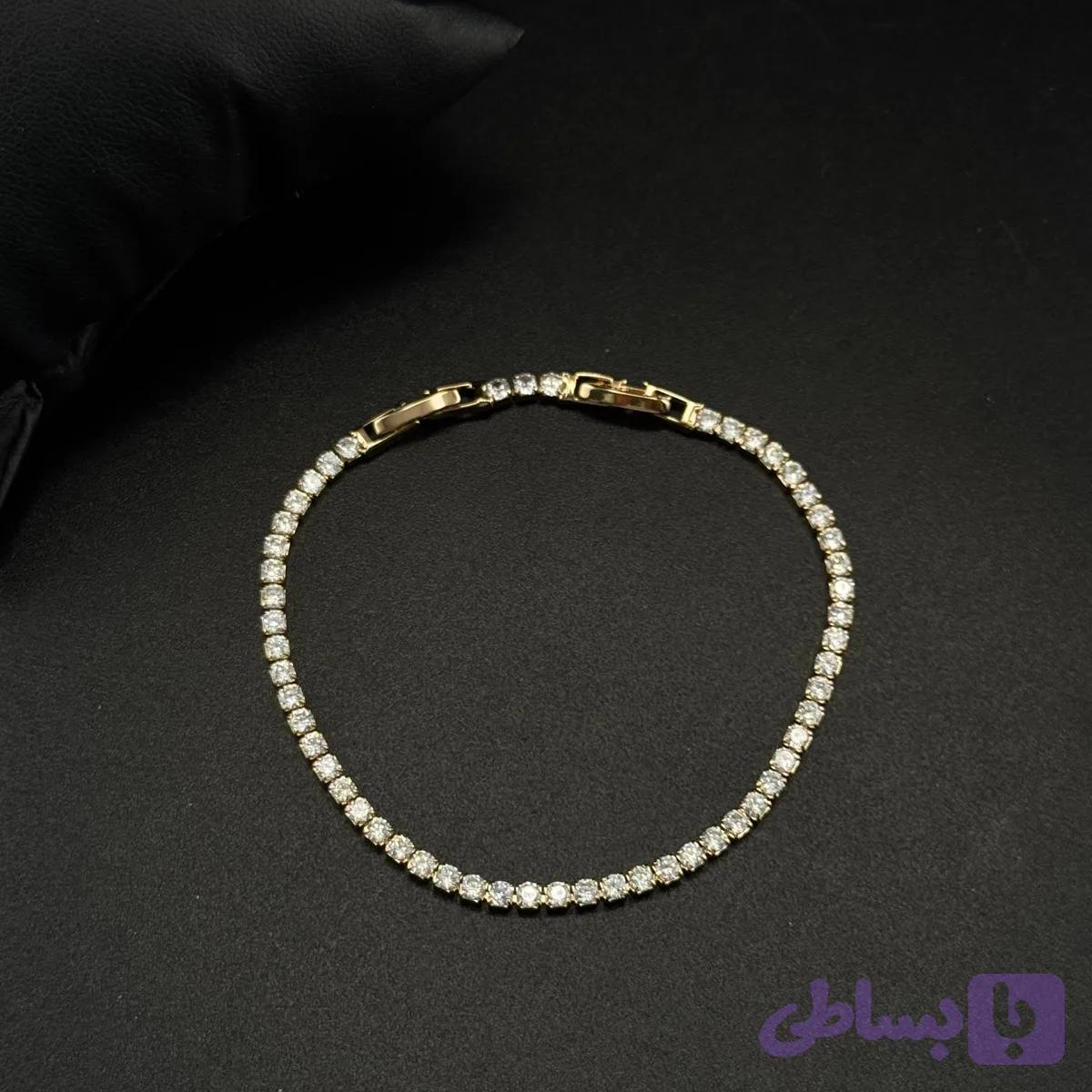 دستبند ژوپینگ تنیسی ظریف طلایی — تصویر 1