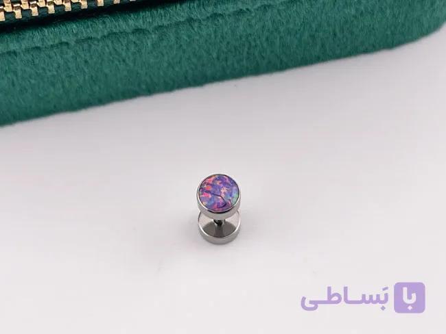 پیرسینگ گوش تیتانیوم با سنگ اوپال ارجینال